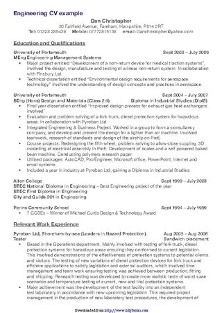 Engineering Cv Example PDFSimpli