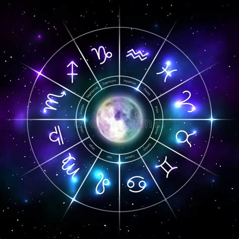 Set Neon Zodiac Signs Astrology Stock Vector Illustration Of Mystery