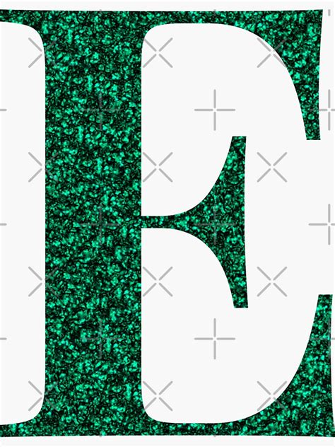 Letter E Emerald Dark Green Glitter Effect Alphabet Sticker For Sale