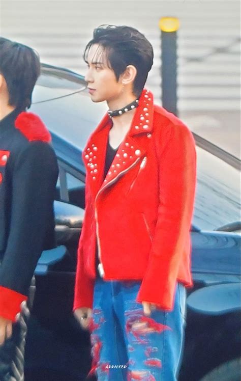 Yeosang Leather Jacket Red Leather Jacket Fashion