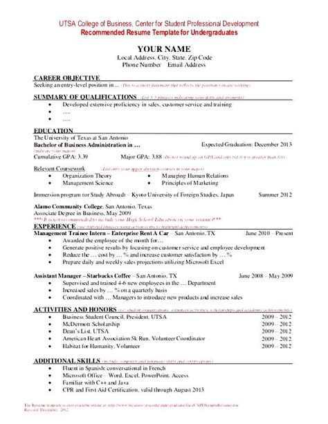 University Of Alabama Resume Template