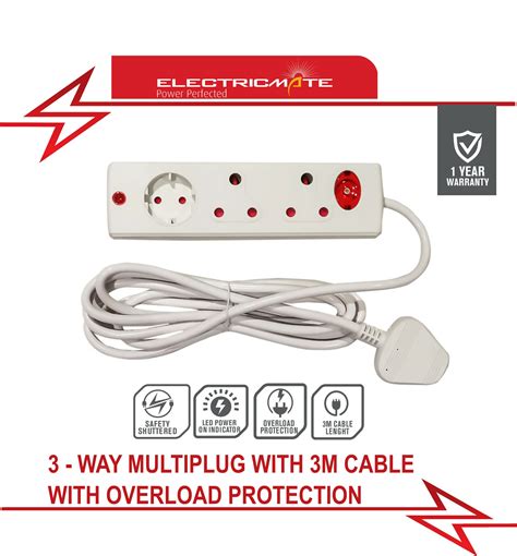 Electricmate Way Multiplug With M Cable With Overload Protection