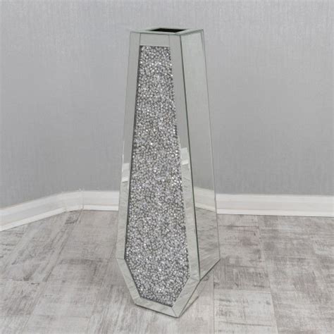 Silver Glass Mirror Crushed Diamond Designer Decor Crystal Etsy