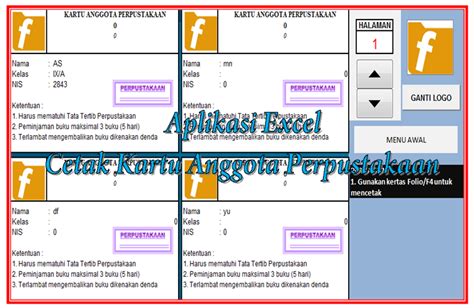 Aplikasi Excel Cetak Kartu Anggota Perpustakaan Sekolah Praktis