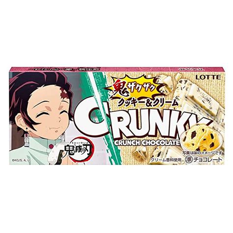 Lotte Crunky Crunchy Chocolate Bar Cookies Cream Demon Slayer