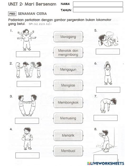 Pergerakan Lokomotor Interactive Activity For 2 Delima Live Worksheets