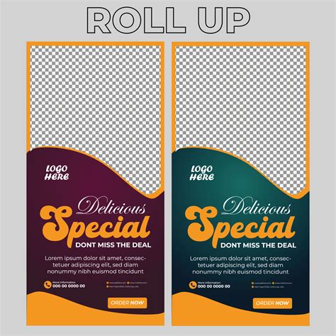 Food Restaurant Roll Up Banner Signage Template Vector Art At