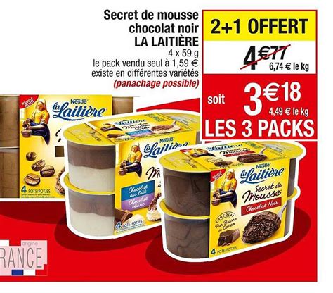 Promo Secret De Mousse Chocolat Noir La Laitière chez Cora iCatalogue fr