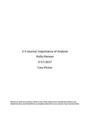 Eng Week Importance Of Analysis Docx Journal Importance Of