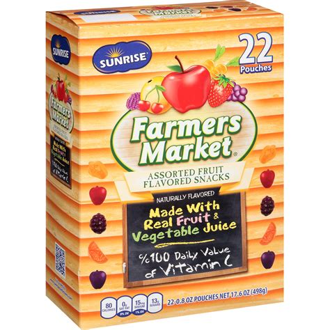 3 Pack Sunrise Farmers Market Assorted Fruit Flavored Snacks 8 Oz