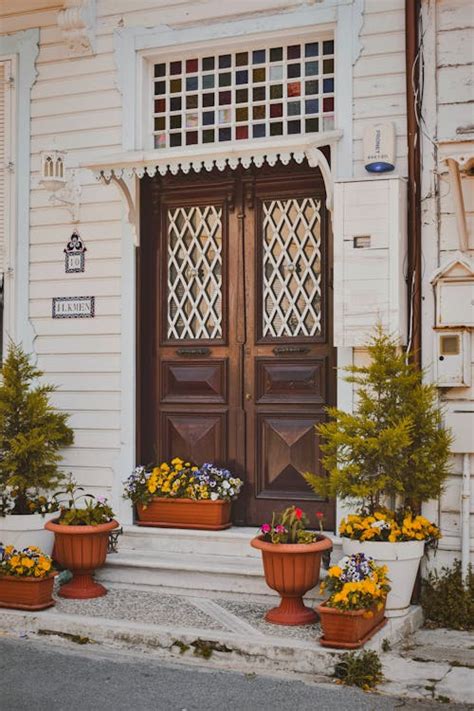 House Entrance and Potted Plants · Free Stock Photo