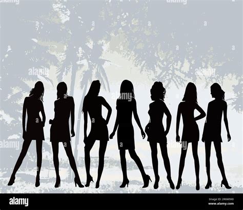 Posing Women Silhouette Vector Illustration Stock Vector Image Art