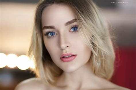 HD Wallpaper Women Face Blonde Blue Eyes Depth Of Field Girl