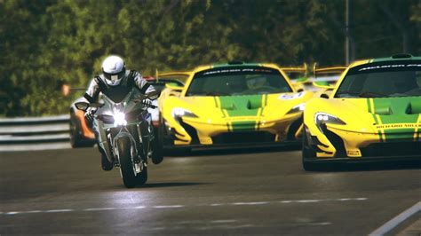 Kawasaki Ninja H Black Carbon Vs Mclaren P Gtr Sports At Nordschleife