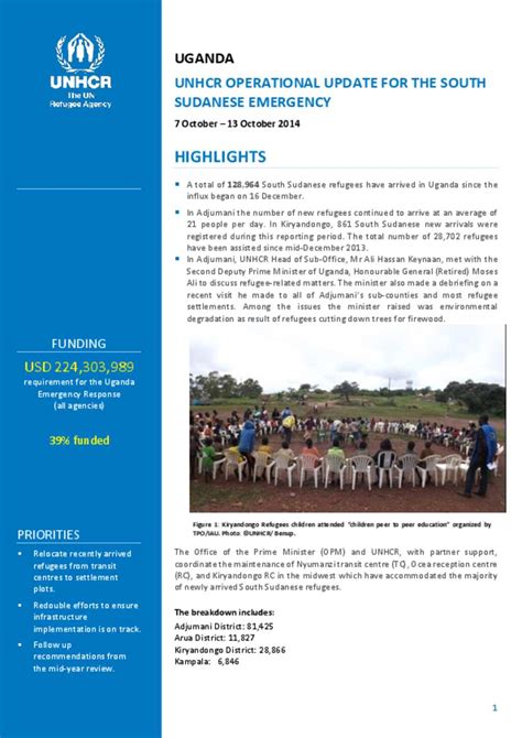 Document UNHCR Uganda Update On South Sudanese Emergency Influx 7