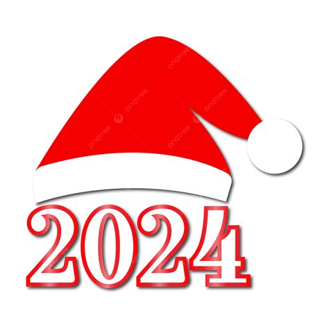 2024 Design Text With Christmas Hat Vector 2024 Text Design