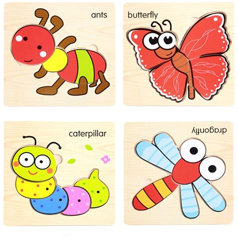 1 Pc Cute Cartoon Animal 3D Wooden Puzzles Intelligence Kids ...