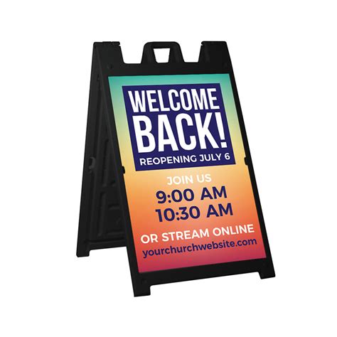 Church Reopening Vibrant Style Deluxe A Frame Sandwich Board Street