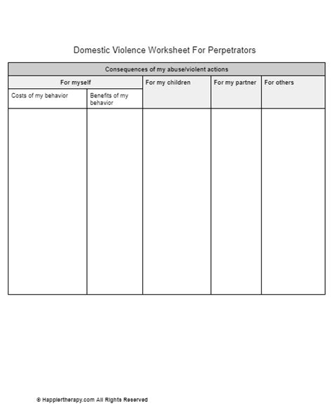 Domestic Violence Worksheet For Perpetrators Happiertherapy