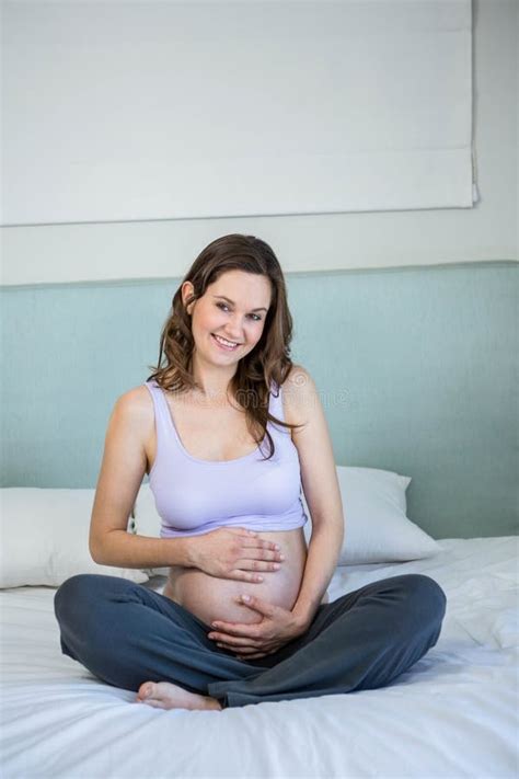 Pregnant Woman Touching Her Belly Stock Photo Image Of Domicile