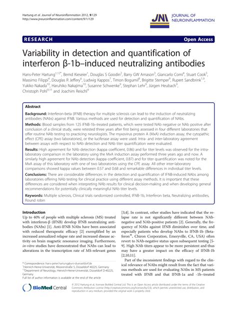 Pdf Variability In Detection And Quantification Of Interferon β 1b