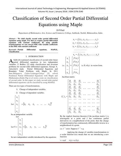 Pdf Classification Of Second Order Partial Differential Equations Using Maple