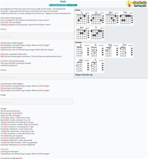 Chord Walk Tab Song Lyric Sheet Guitar Ukulele Chords Vip