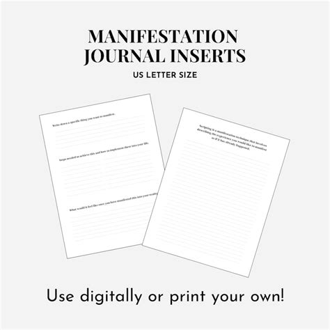 Manifesting Journal Inserts, Printable Manifestation Writing Prompts ...