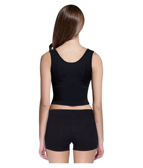 Fashion Line Cotton Lycra Crop Tops Black Buy Fashion Line Cotton Lycra Crop Tops Black