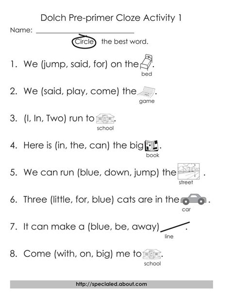 Sets Of Worksheets For Dolch High Frequency Words Cloze Activity Hot Sex Picture