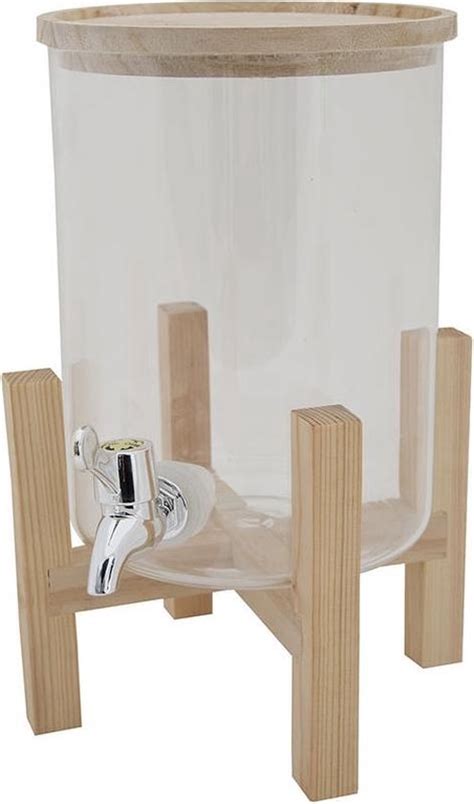 Cosy Trendy Dispenser Op Houten Standaard 3 Liter Bol