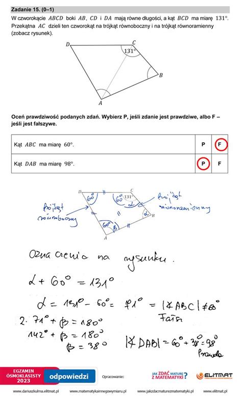 Egzamin ósmoklasisty 2023 matematyka Zadania arkusze CKE i