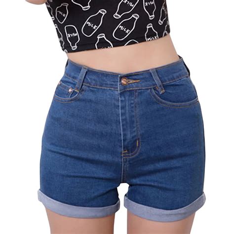 Buy Casual 2017 Summer Vintage High Waisted Denim Women Shorts Plus Size Slim