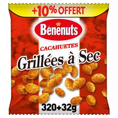 Cacahuètes grillées à sec BENENUTS le sachet de 352 g à Prix Carrefour