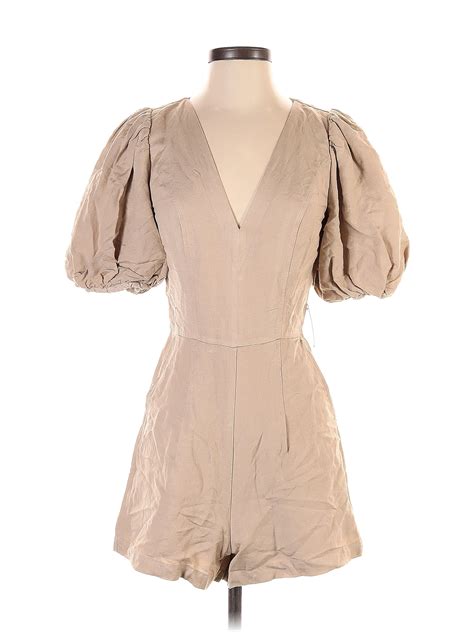 Express Solid Jacquard Chevron Herringbone Tan Romper Size XS 60 Off