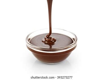 Melted Chocolate Pouring Into Bowl Isolated Stock Photo Edit Now