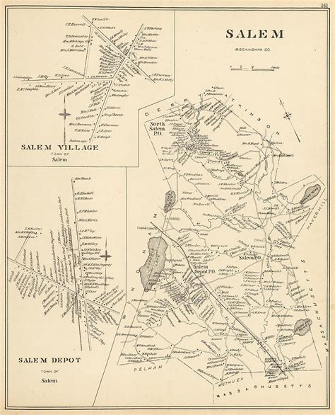 Vintage Map Of Salem Massachusetts 1892 Drawing By Cartographyassociates Pixels