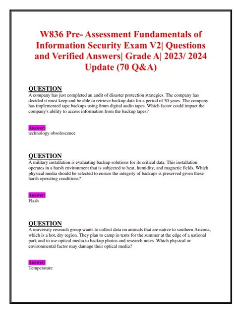 WGU C836 Final Pre Assessment Object Assessment Fundamentals Of