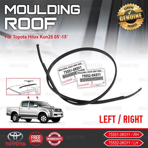 Original Toyota Hilux Kun Roof Moulding Lining Rubber Outer