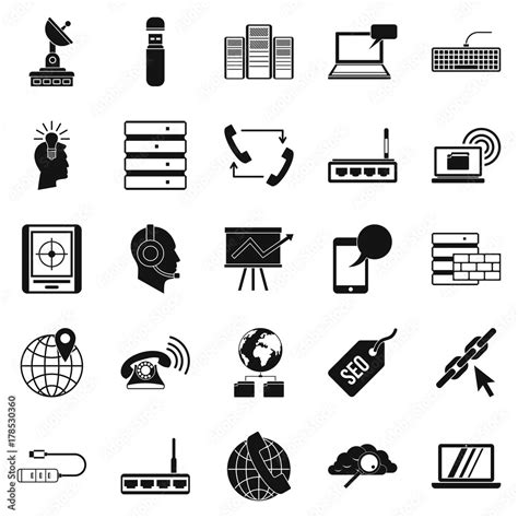 Telecommunication Icons Set Simple Style Stock Vektorgrafik Adobe Stock