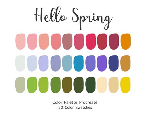 Procreate Color Palette Hello Spring Color Swatches Etsy Uk