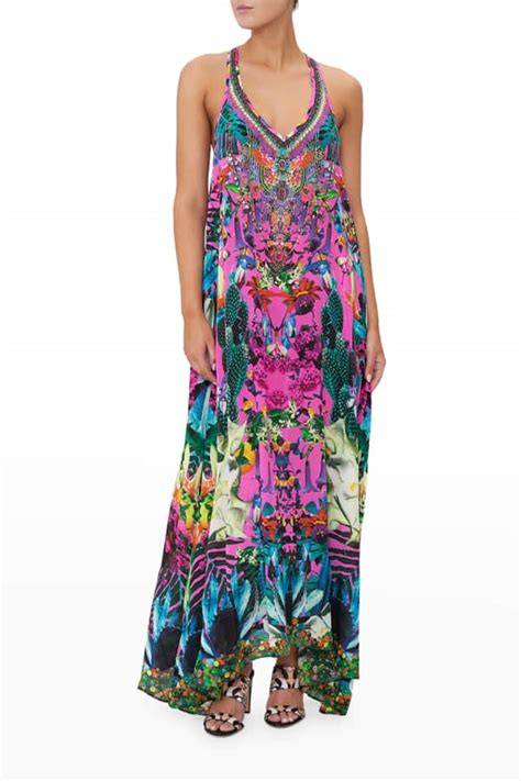 Joie Markus Maxi Floral Silk Dress Neiman Marcus