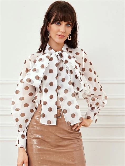 Tie Neck Polka Dot Sheer Top Polka Dot Blouse Outfit Polka Dot Shirt Outfit Legs Outfit