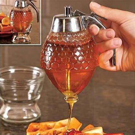 200ML Hand Press Honey Dispenser Bottle Acrylic Honey Syrup Dispenser