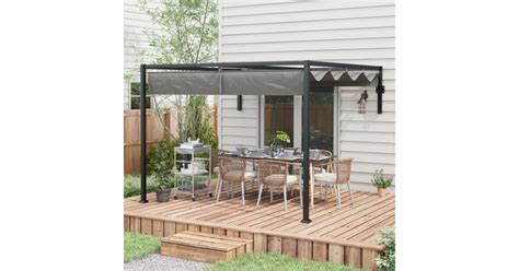 Outsunny Pergola De X M Inclinata Cu Acoperis Retractabil Foisor De