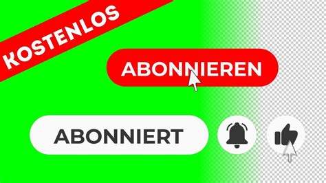 Abonnieren Button Green Screen Transparenter Hintergrund YouTube