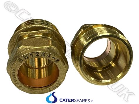 Pack Of 2 X Brass 22mm Compression To 1″ Inch Bsp Male Fitting Pipe Adapter Catersparesuk