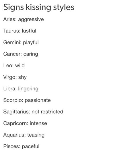 Zodiac Sign Kissing Styles