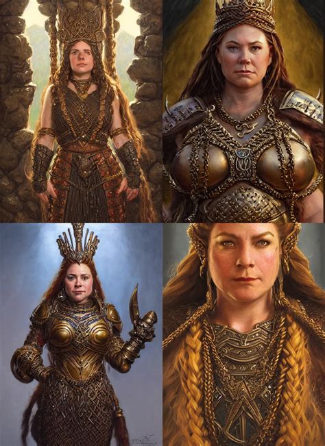 Krea Portrait Female Dwarf Queen Bronze Dwarven Breastplate