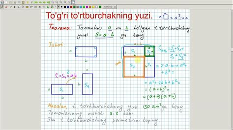 26 Geometriya 8 To G Ri To Rtburchakning Yuzi YouTube